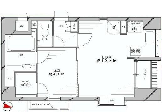 Floor plan. 1LDK, Price 33,800,000 yen, Occupied area 35.94 sq m , Balcony area 2.76 sq m
