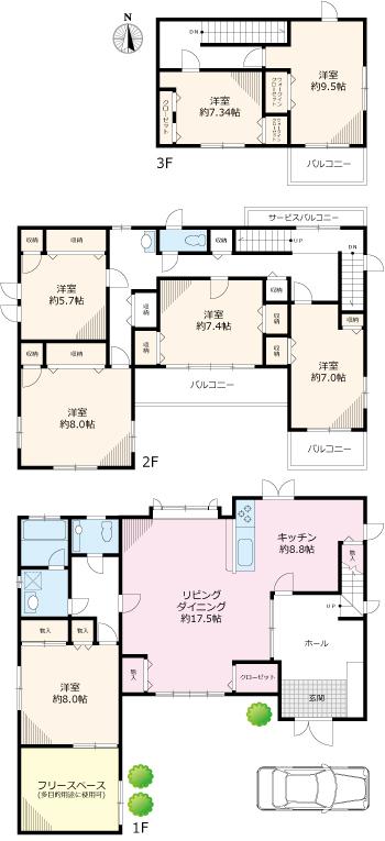 Floor plan. 194 million yen, 7LDK, Land area 183.13 sq m , Building area 219.89 sq m