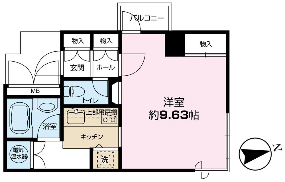 Floor plan. 1K, Price 34,800,000 yen, Footprint 30.3 sq m , Balcony area 1.54 sq m