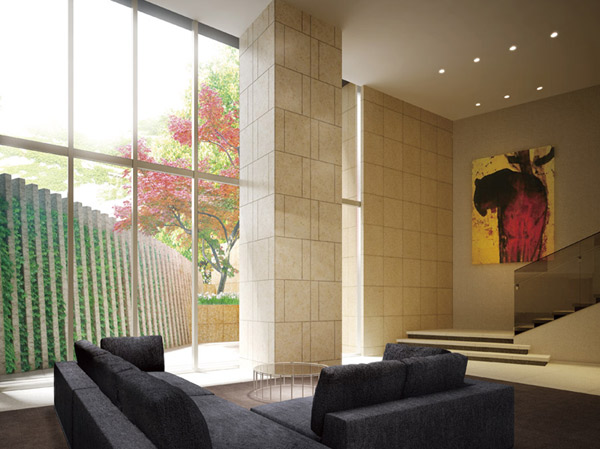 Features of the building.  [Lounge] I asked a luxury breadth and pleasant light in lounge, Open-minded atrium space of a height of about 5.4m. (Lounge Rendering)