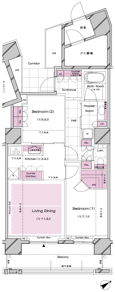 Floor: 2LDK + WIC, the occupied area: 67.71 sq m, Price: 89,900,000 yen, now on sale