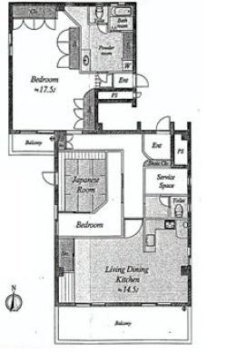 Floor plan. 2LDK, Price 59,800,000 yen, Footprint 109.18 sq m , More than 100 square meters of balcony area 16.08 sq m spacious room