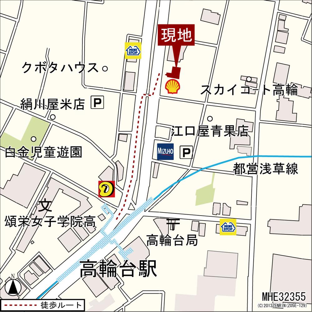Local guide map. Toei Asakusa Line "Takanawadai" Station 2-minute walk