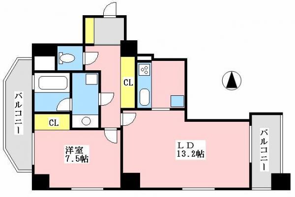 Floor plan. 1LDK, Price 65 million yen, Occupied area 58.12 sq m , Balcony area 10.96 sq m