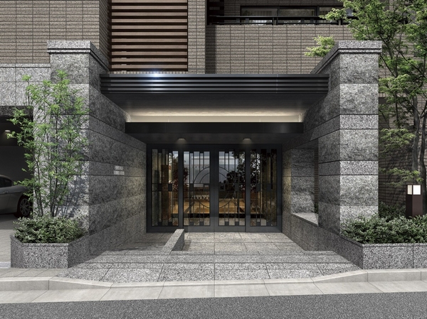 Other. Entrance Rendering CG. Imposing appearance is embracing the massive facade of natural stone, It celebrates the people to get back. Magnificent appropriate in Minami Azabu is, It will give us the peace and pride