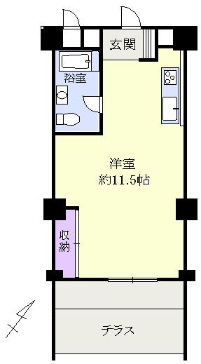 Floor plan. 1K, Price 19.1 million yen, Occupied area 38.25 sq m