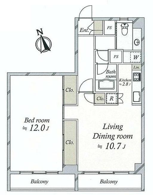 Floor plan. 1LDK, Price 48,500,000 yen, Occupied area 63.82 sq m