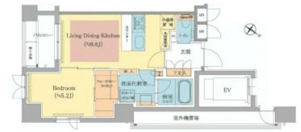 Floor plan. 1LDK, Price 48,200,000 yen, Occupied area 38.85 sq m , Balcony area 4.56 sq m