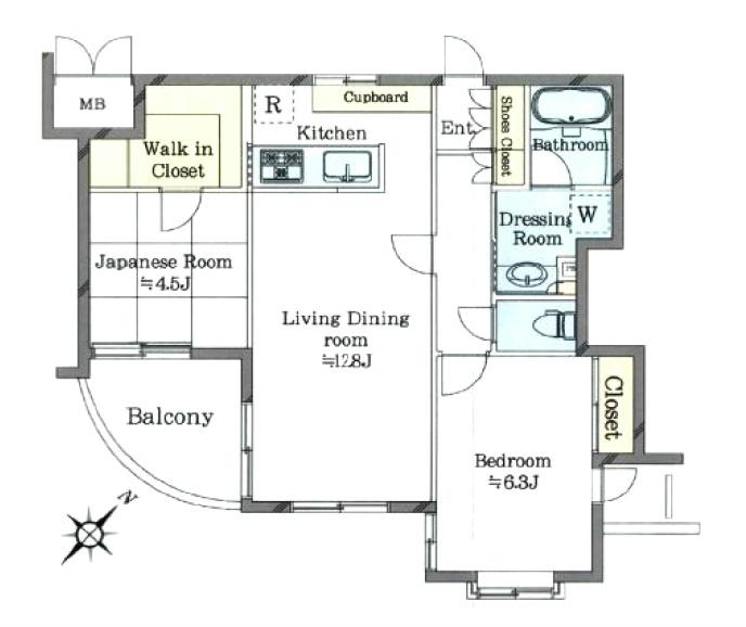 Floor plan. 2LDK, Price 44,980,000 yen, Footprint 55.2 sq m