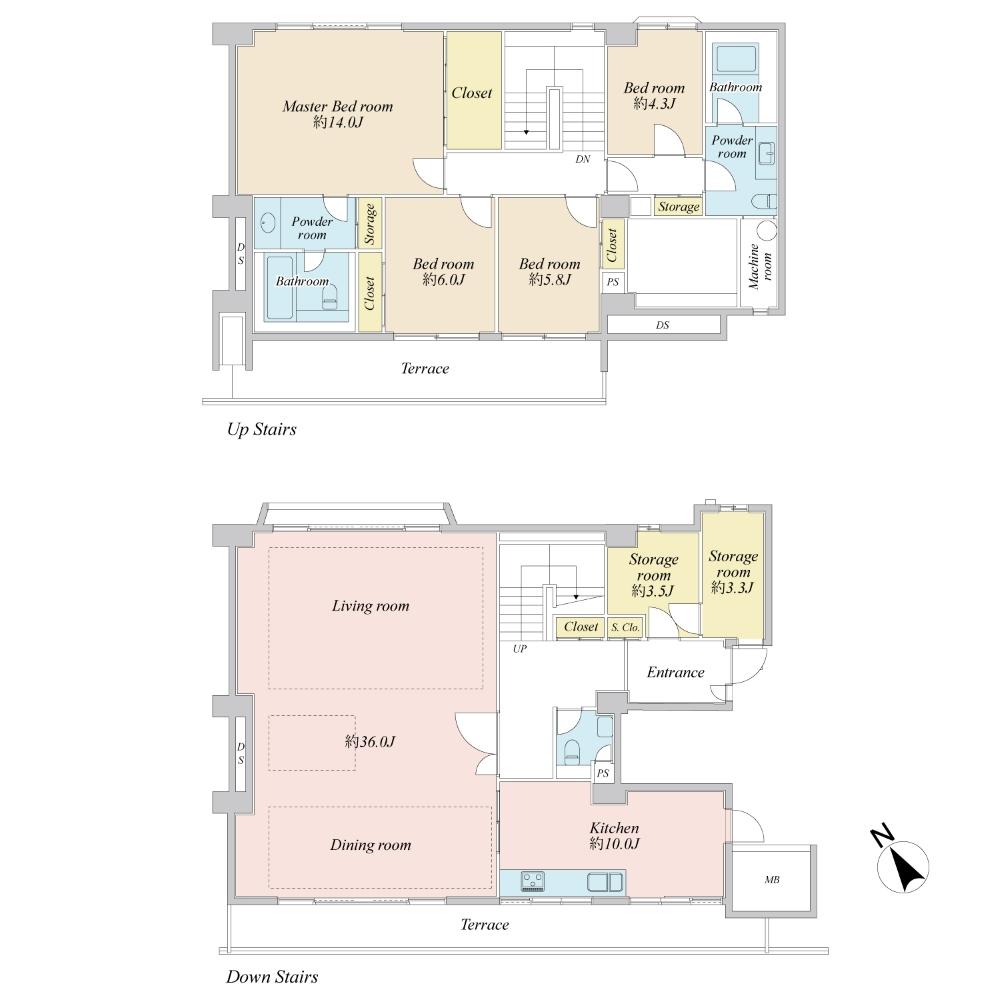 Floor plan. 4LDK + 2S (storeroom), Price 175 million yen, Footprint 205.63 sq m , Balcony area 30.68 sq m