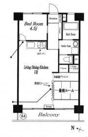 Floor plan. 2LDK, Price 34,800,000 yen, Occupied area 52.25 sq m , Balcony area 7.24 sq m