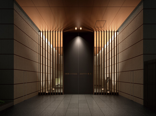 Shared facilities.  [Entrance Rendering CG] The welcome to the inside of the mansion, Heavy door of a height of about 4.5m. While looking up at the awe-inspiring appearance, If you open the door invited to sign the hall, which can slightly glanced it from both sides of the grid, Only those who dwell here can be enjoyed, Spread is quaint space.