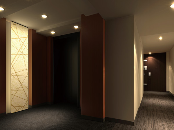Shared facilities.  [The inner corridor Rendering CG] If it rises to the residence floor by elevator, Is me welcome in the soft light light wall of the combined lounge and design. It is always quiet and comfortable inner corridor, Leading to a private space.
