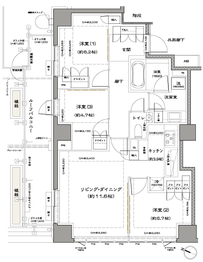 Floor: 3LDK, occupied area: 76.24 sq m, Price: 112 million yen, currently on sale