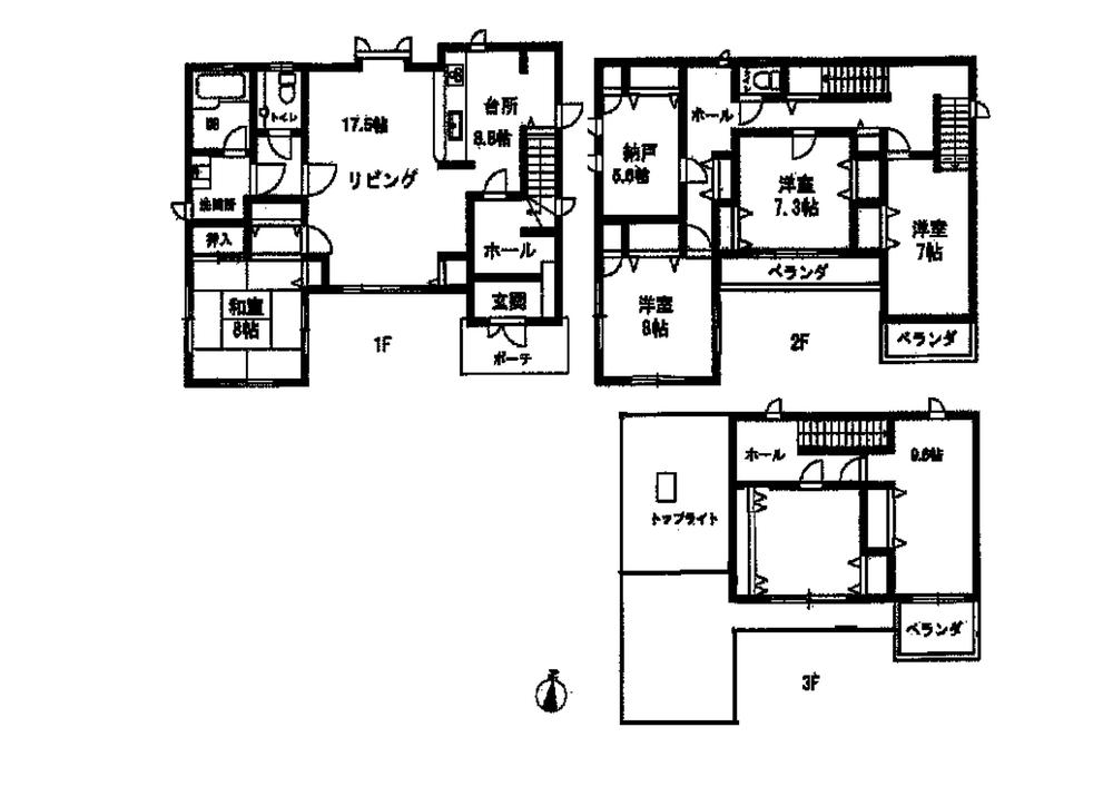 Floor plan. 195 million yen, 6LDK + S (storeroom), Land area 183.13 sq m , Building area 219.89 sq m