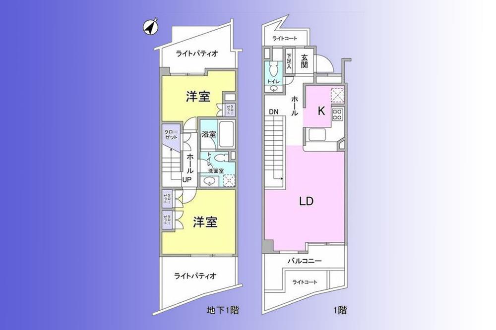 Floor plan. 2LDK, Price 72 million yen, Floor plan of the occupied area 72.25 sq m maisonette.  You can secure a private space.