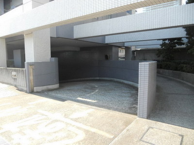 Parking lot. Entrance to the underground parking