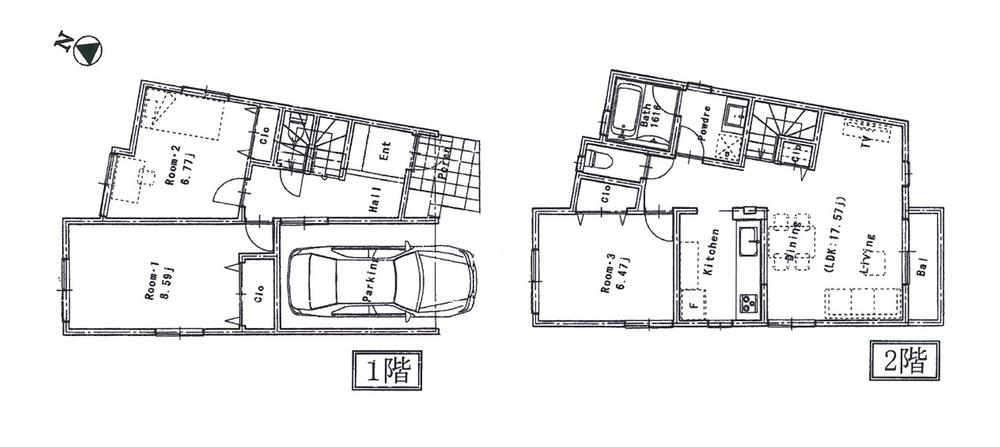 Building plan example (floor plan). Two-story reference plan