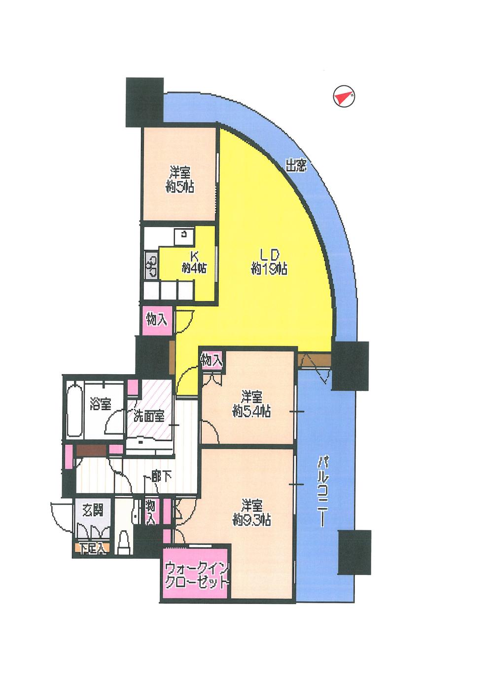 Floor plan. 2LDK, Price 96,800,000 yen, Occupied area 97.46 sq m , Balcony area 8.76 sq m