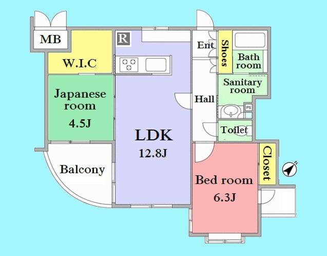 Floor plan. 2LDK, Price 44,980,000 yen, Footprint 55.2 sq m