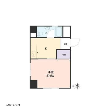 Floor plan. 1K, Price 12 million yen, Occupied area 20.82 sq m