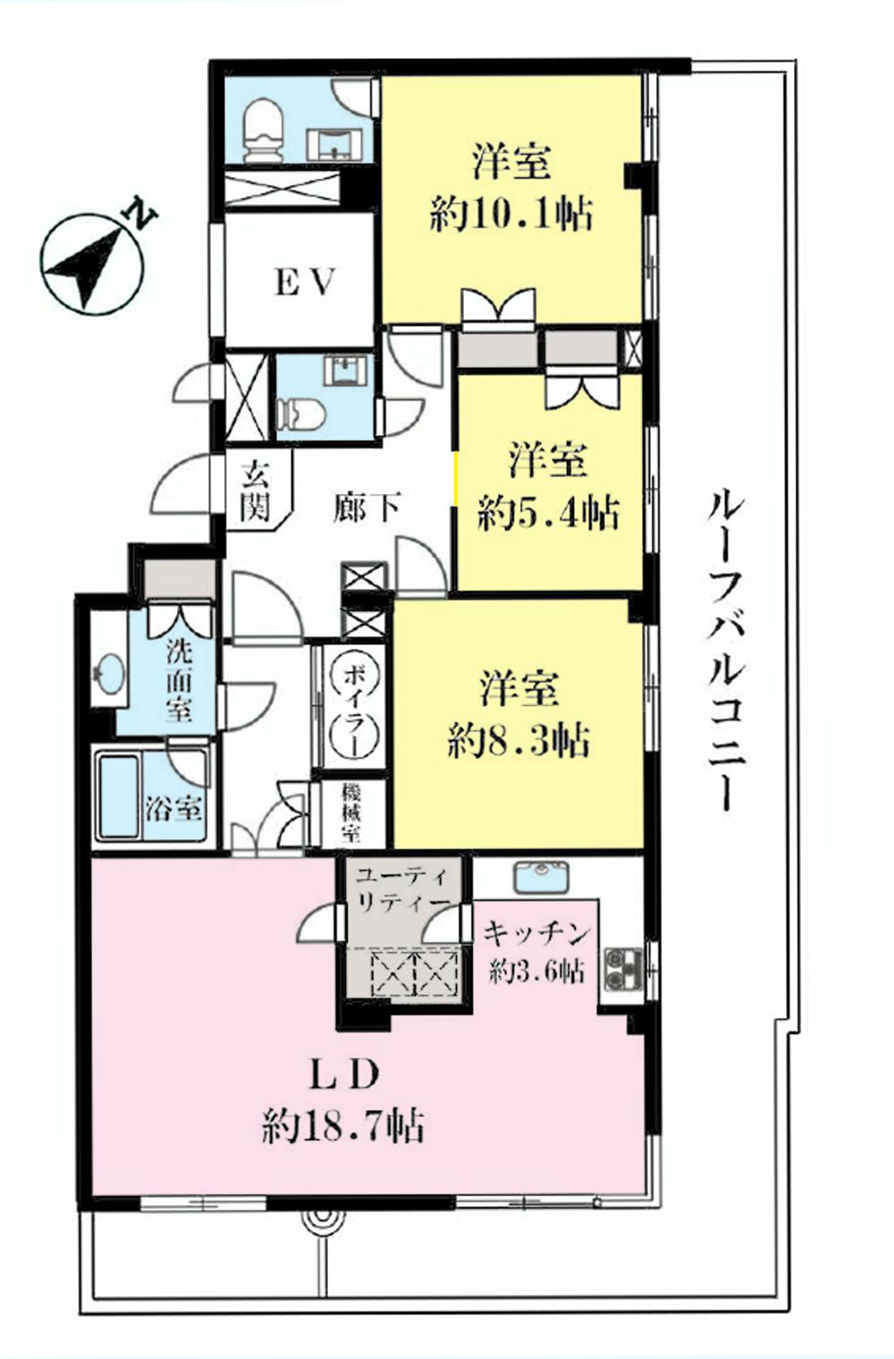 Floor plan. 3LDK, Price 108 million yen, Footprint 109.63 sq m , Balcony area 47.35 sq m floor plan
