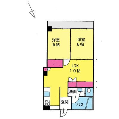 Floor plan. 2LDK, Price 33 million yen, Occupied area 47.94 sq m , Balcony area 4.76 sq m