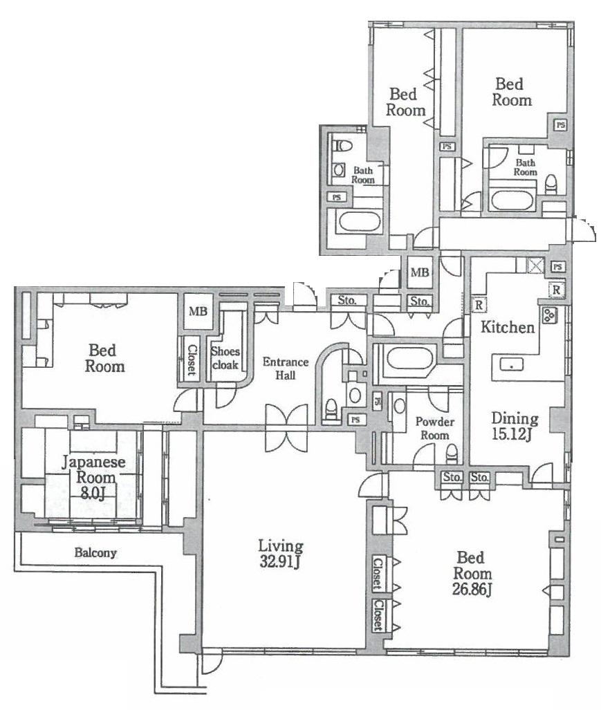 Floor plan. 5LDK, Price 220 million yen, The area occupied 332.4 sq m , Balcony area 8.78 sq m