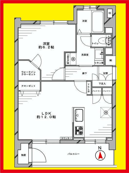 Floor plan. 1LDK, Price 36,800,000 yen, Occupied area 52.18 sq m