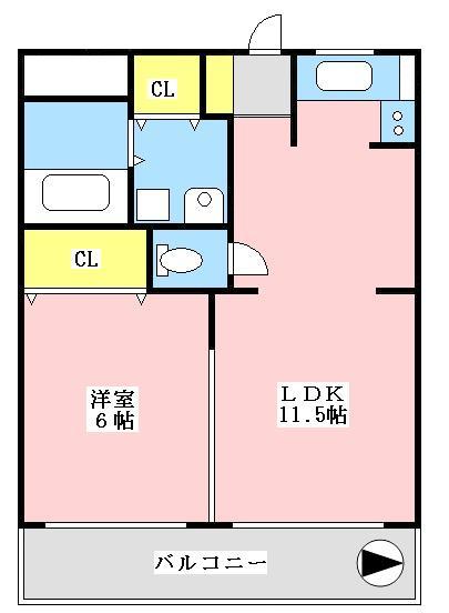 Floor plan. 1LDK, Price 29,800,000 yen, Occupied area 40.72 sq m , Balcony area 6.24 sq m