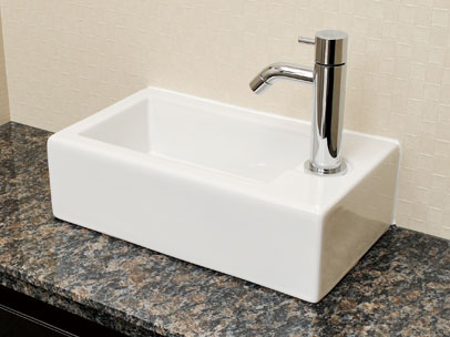Bathing-wash room.  [Hand wash counter (with lower receiving)] Installed hand washing counter using a high-quality natural stone in all types.  ※ Hr type is different in shape.