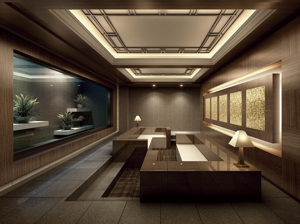 Other. Lounge Rendering CG. When you exit the imposing entrance gate, It spreads calm space. Has been the wall design in relief tone enhances the prestige