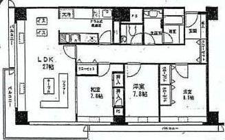 Floor plan. 3LDK, Price 118 million yen, Footprint 124.88 sq m , Balcony area 23.28 sq m