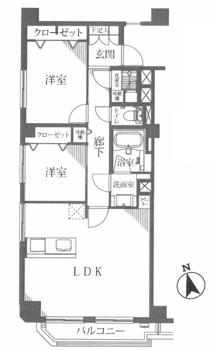 Floor plan. 2LDK, Price 39,800,000 yen, Occupied area 60.23 sq m , Balcony area 4.71 sq m