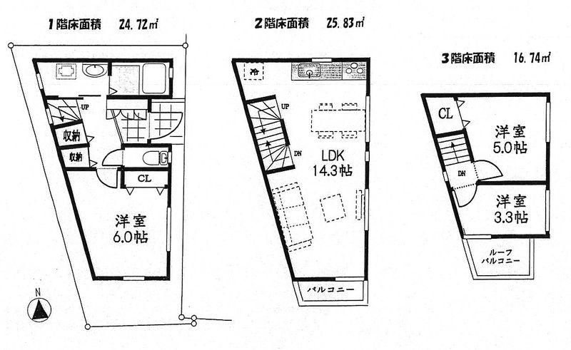 Floor plan. 64,800,000 yen, 2LDK+S, Land area 43.08 sq m , Building area 67.29 sq m