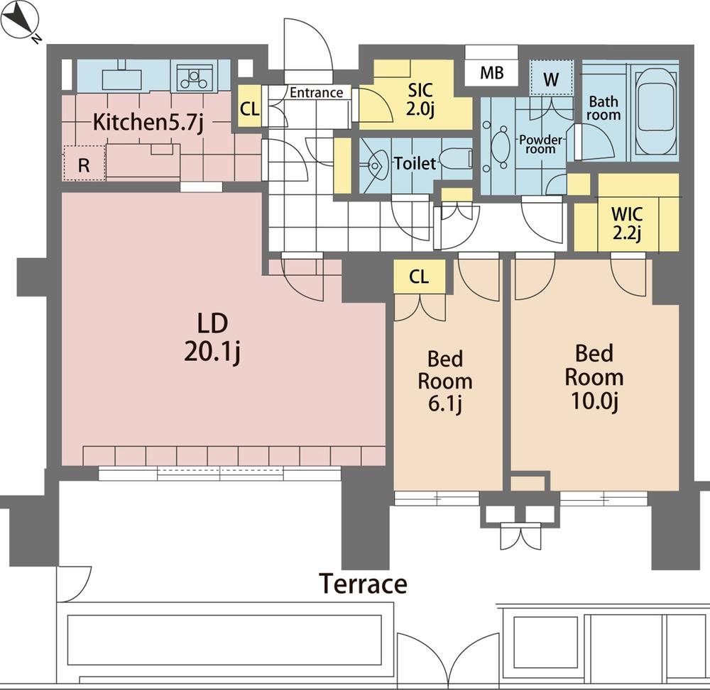 Floor plan. 2LDK, Price 190 million yen, Footprint 101.24 sq m