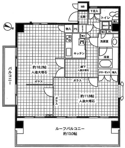 Floor plan. 2K, Price 56,800,000 yen, Occupied area 76.08 sq m