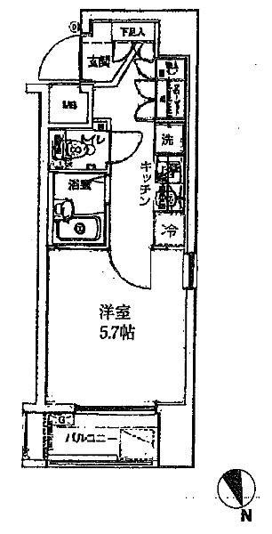 Floor plan. 1K, Price 17.5 million yen, Occupied area 22.14 sq m 1K type (22.14 sq m)