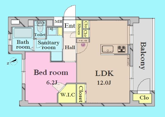 Floor plan. 1LDK, Price 36,800,000 yen, Occupied area 52.18 sq m