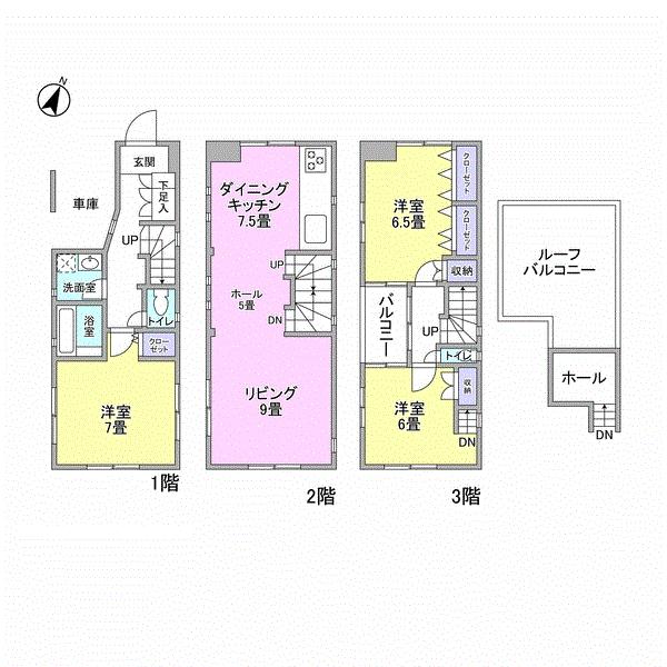 Floor plan. 92,800,000 yen, 3LDK, Land area 60.36 sq m , Building area 106.87 sq m