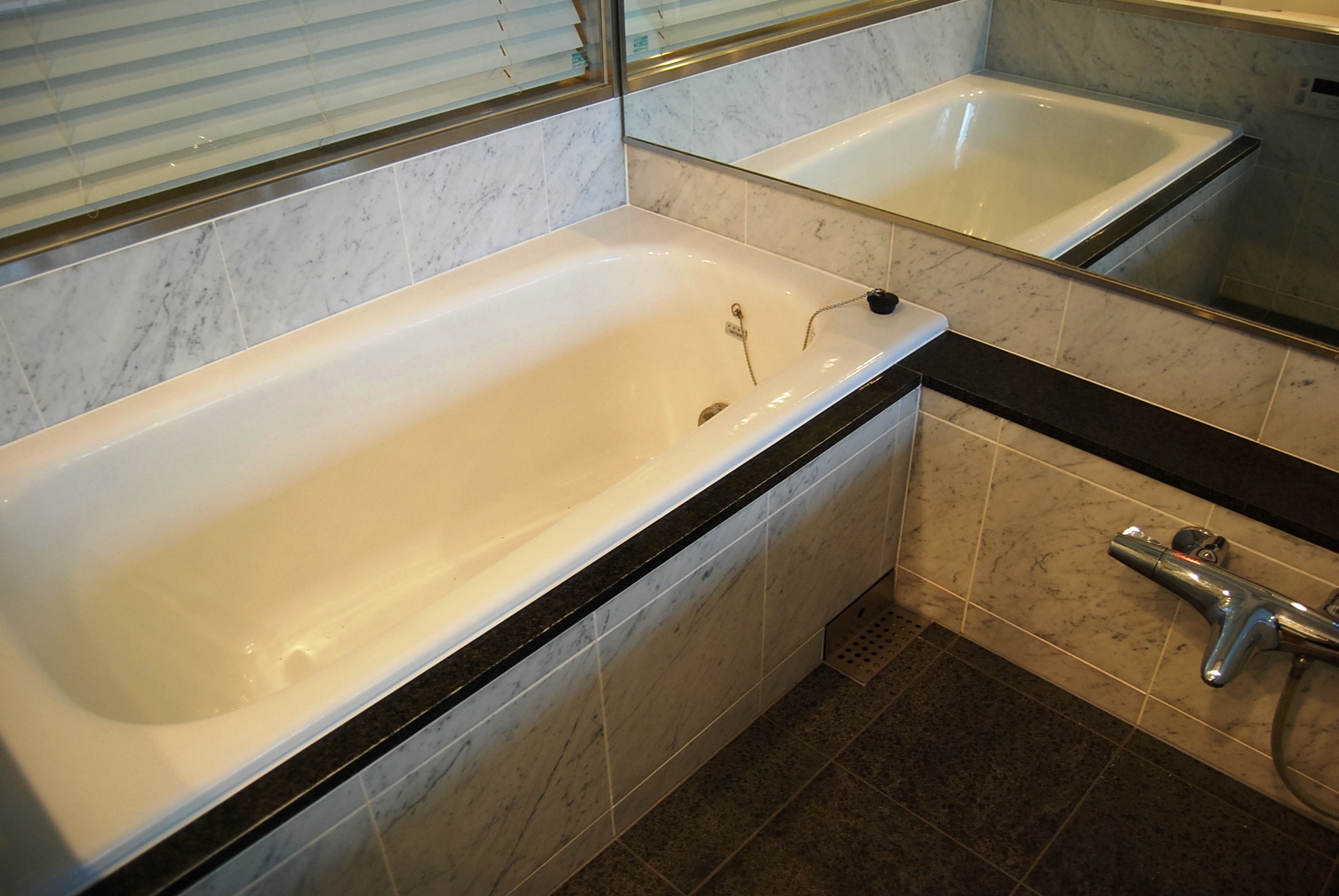 Bath. Bathroom of marble is full of luxury