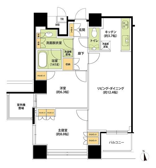 Floor plan. 2LDK, Price 65,800,000 yen, Occupied area 71.32 sq m , Balcony area 3.19 sq m