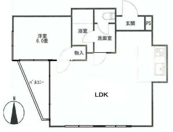 Floor plan. 1LDK, Price 31,800,000 yen, Occupied area 49.82 sq m , Balcony area 4.89 sq m