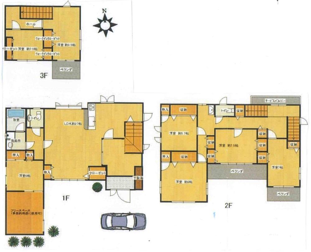 Floor plan. 195 million yen, 7LDK + S (storeroom), Land area 183.13 sq m , Building area 219.89 sq m