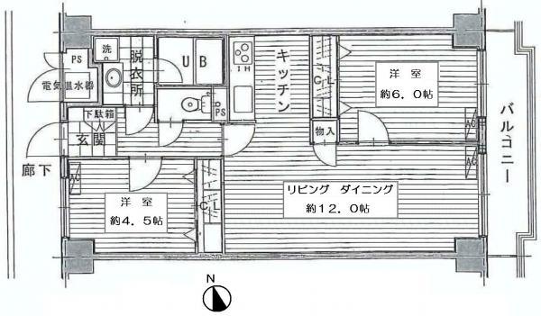Floor plan. 2LDK, Price 34,800,000 yen, Occupied area 58.24 sq m