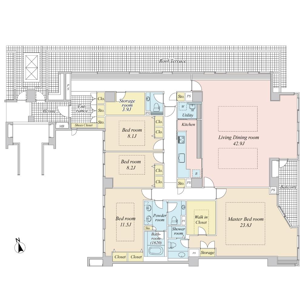 Floor plan. 4LDK, Price 300 million 83 million yen, Footprint 255.17 sq m , Balcony area 9.06 sq m