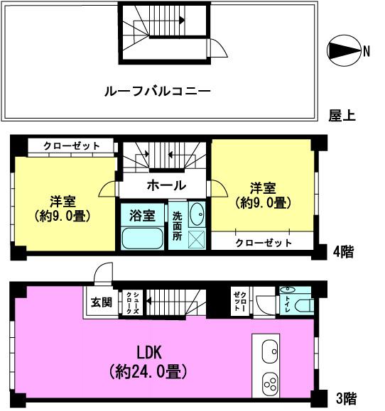 Floor plan. 2LDK, Price 79 million yen, Footprint 105.79 sq m , Balcony area 15.28 sq m floor plan