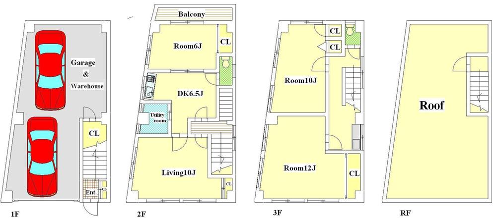 Floor plan. 100 million 9.8 million yen, 3LDK, Land area 83.89 sq m , Building area 153 sq m