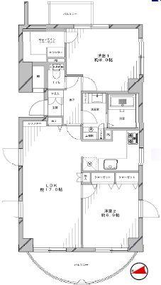 Floor plan. 2LDK, Price 58,800,000 yen, Occupied area 73.12 sq m , Balcony area 9.41 sq m