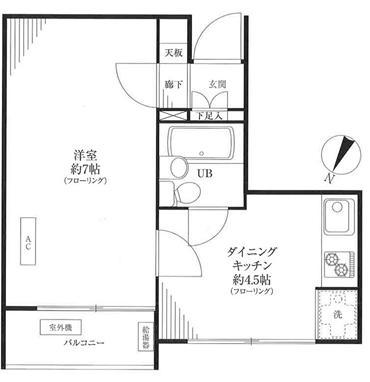 Floor plan. 1DK, Price 17.8 million yen, Occupied area 26.38 sq m , Balcony area 2.6 sq m